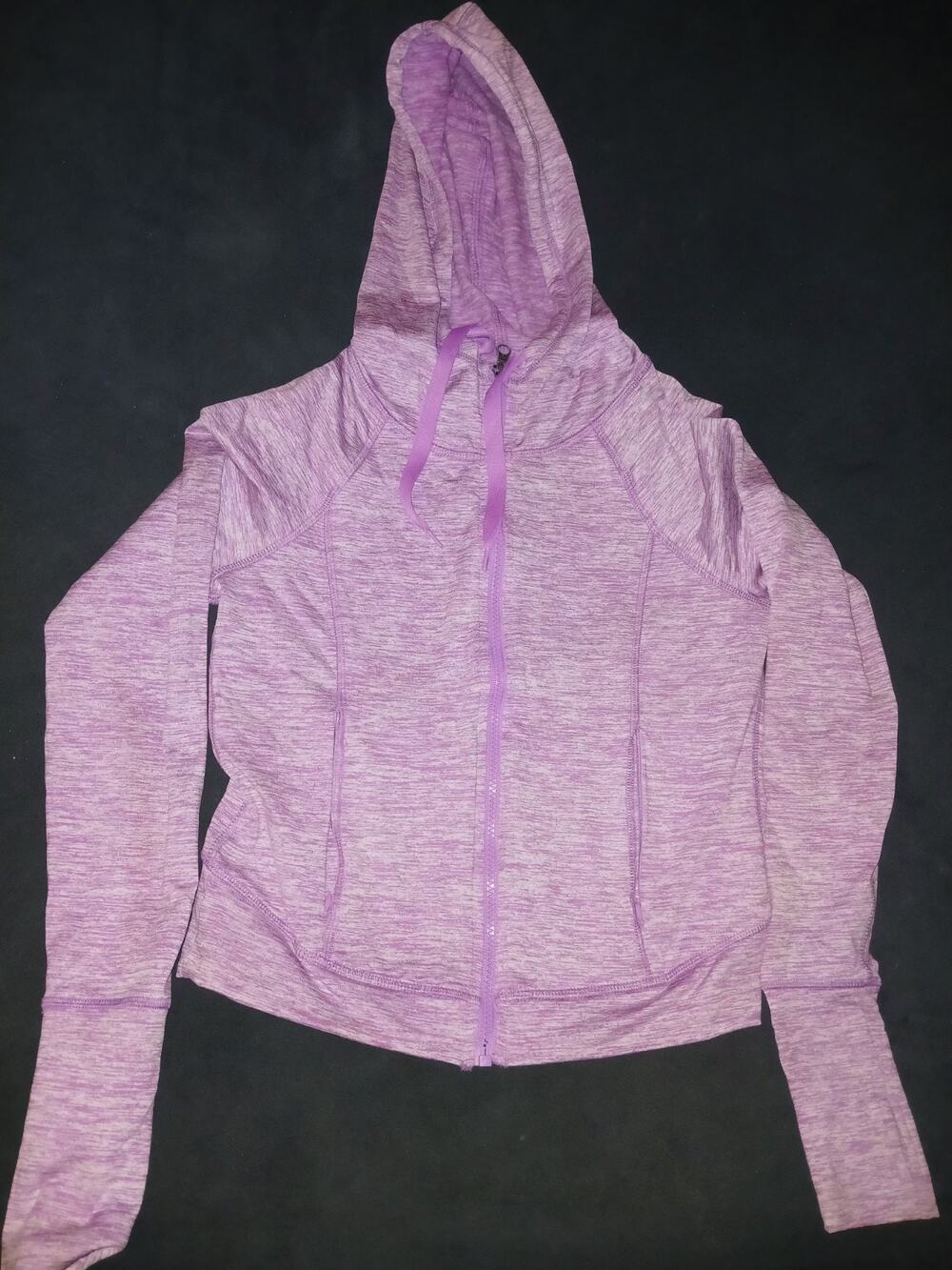 Champion Duo Dry Hoodie Large Women FuschiaWhite Heathered Zip Thumbholes Pocket